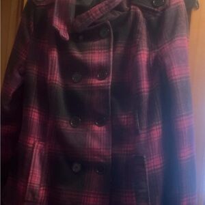 Plaid Double-Breasted Women's Coat